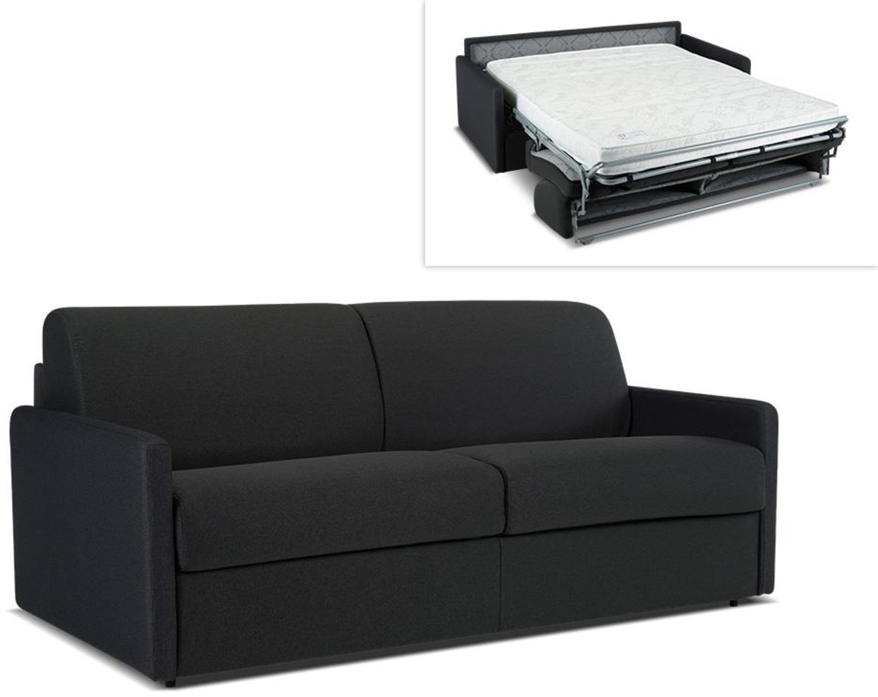 Schlafsofa 2-Sitzer CALIFE - Stoff - Hellgrau - Liegefläche: 120 cm - Matratzenhöhe: 18 cm Bild 1