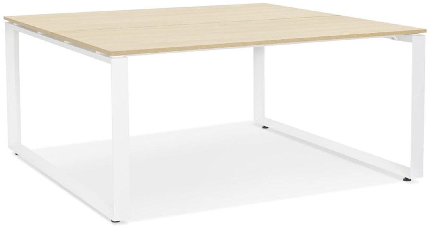 Kadima Design Bürotisch 160x160 cm | Quadratisch Co-Working Homeoffice | Ergonomisch Stauraum | Beige-Weiß | Arbeitstisch Bild 1