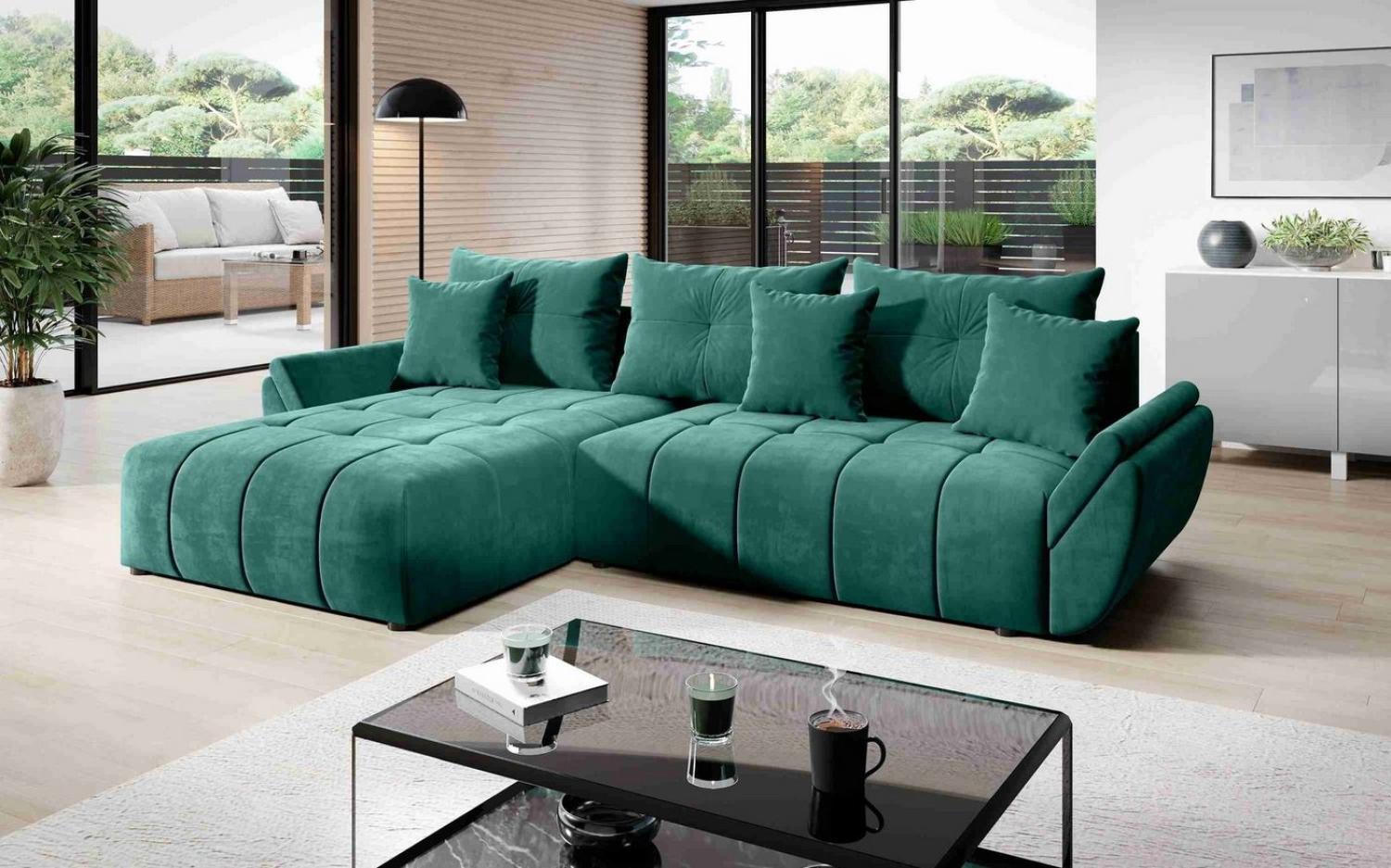 Furnix Ecksofa CALVANI-L Sofa mit Schlaffunktion Bettkasten Kissen Couch, komfrtabel undd funktional Bild 1