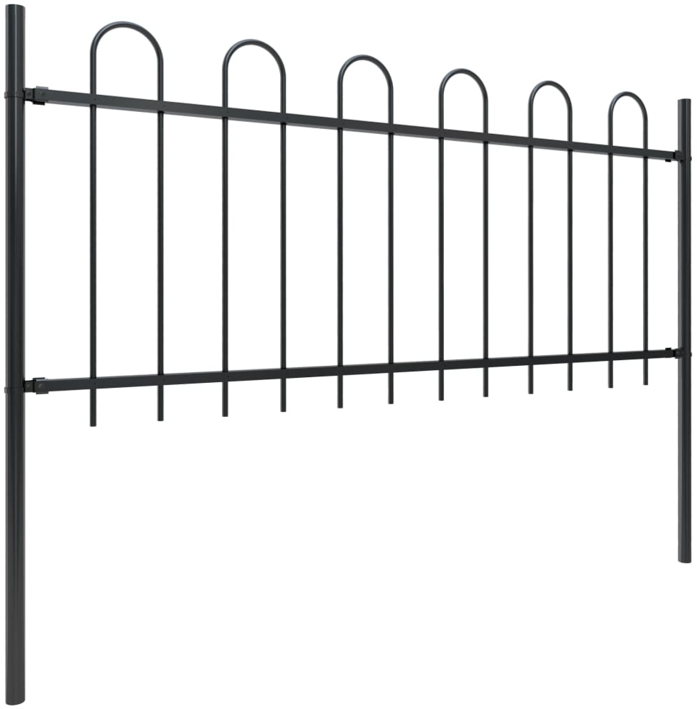 vidaXL Gartenzaun mit Rundbogen Stahl 1603,5 x 80 cm Schwarz 277655 Bild 1