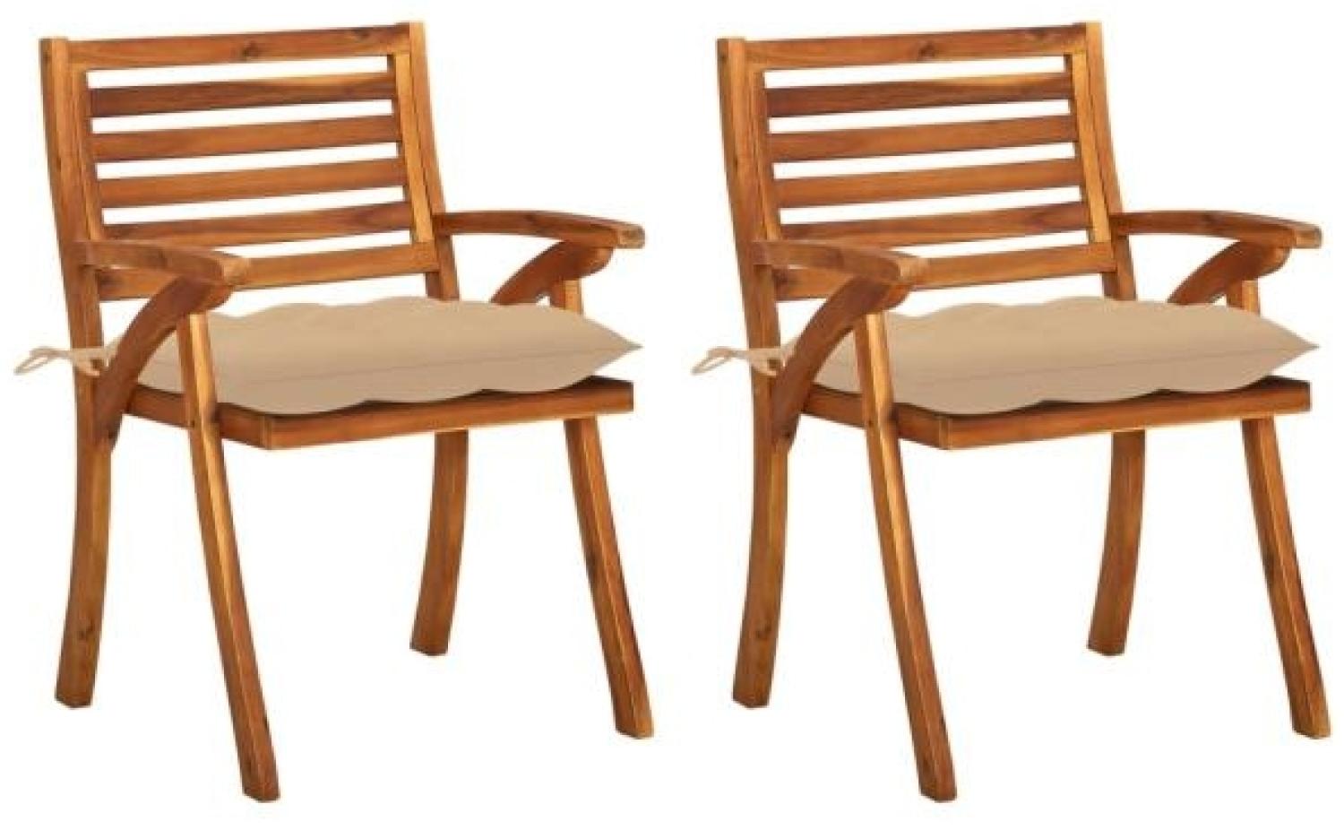 vidaXL Garten-Essstühle mit Kissen 2 Stk. Massivholz Akazie 3060834 Bild 1