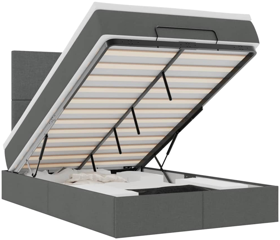 vidaXL Ottoman-Bett mit Matratze & LEDs Dunkelgrau 120x200 cm Stoff 3313914 Bild 1