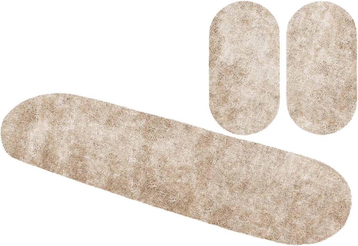 Bruno Banani Hochflor-Bettumrandung Dana Teppich, leichter Glanz, Höhe 30 mm, (3-tlg), unifarben, Mikrofaser, pflegeleicht, Bettvorleger, Schlafzimmer Bild 1