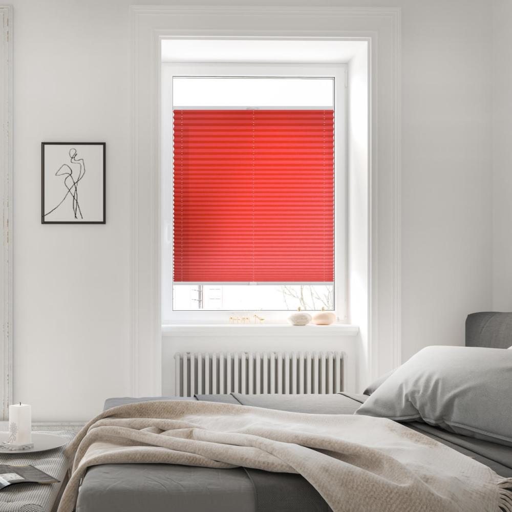 Lichtblick Sonnenschutzsysteme GmbH Thermo-Plissee Ljungby 95 cm x 210 cm (BxL) Rot Tageslicht mit Hitzeschutz; einfache Installation mit Klemmträgern; verspannt Bild 1