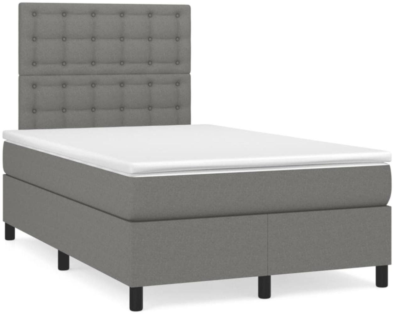 vidaXL Boxspringbett mit Matratze Dunkelgrau 120x190 cm Stoff 3269910 Bild 1