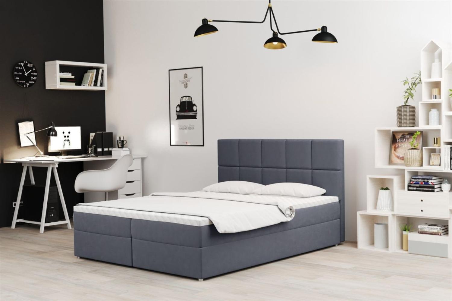 Boxspringbett Schlafzimmerbett FRASCO 160x200cm in Stoff Jasmine Dunkelgrau Bild 1