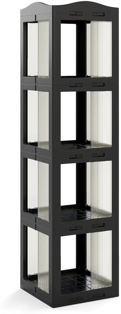 360° Drehbares Bücherregal Klappbares Standregal Transparenter Büroregal 36,5 x 36 x 141,5 cm Schwarz Bild 1