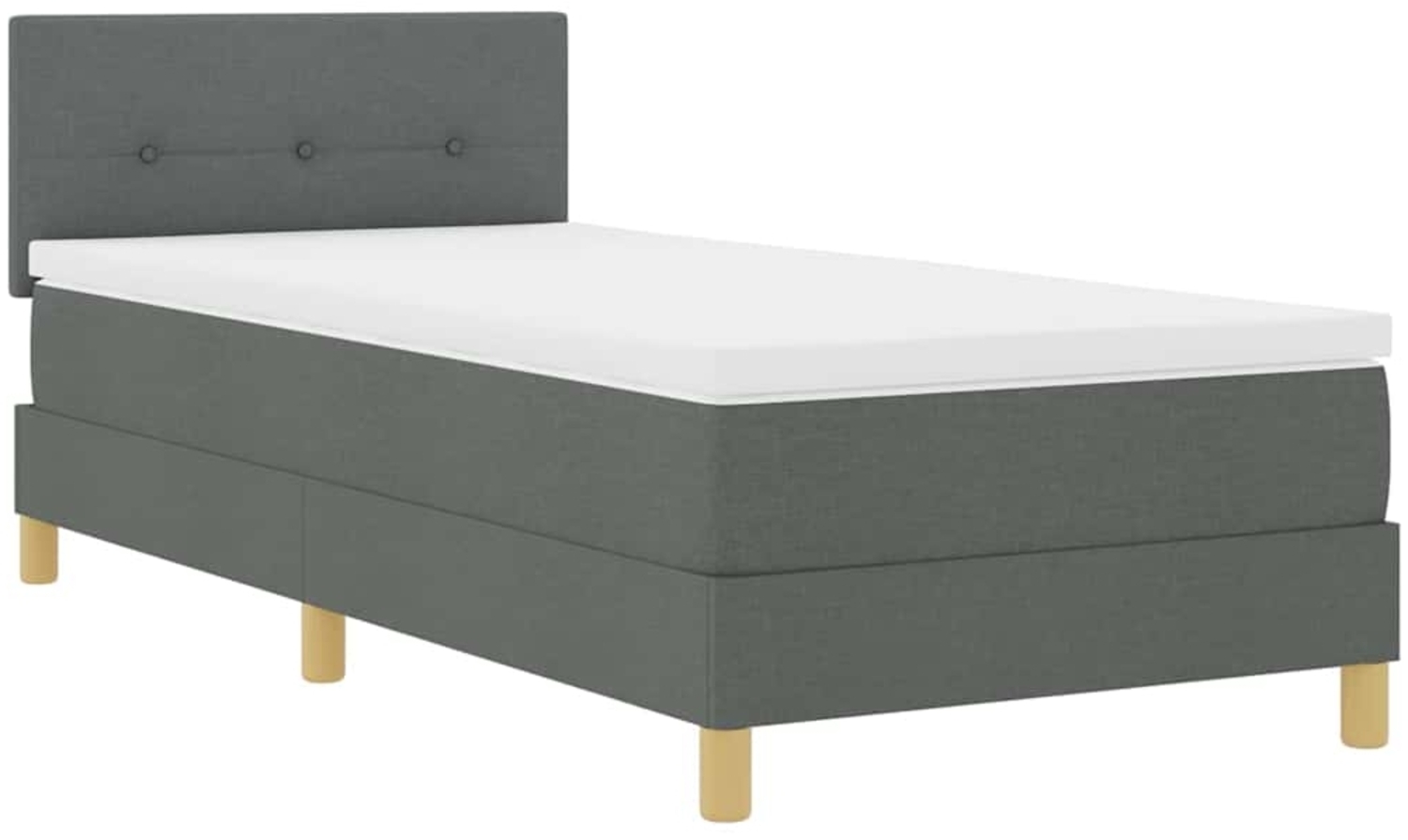 vidaXL Boxspringbett mit Matratze Dunkelgrau 90 x 190 cm Stoff 3338882 Bild 1