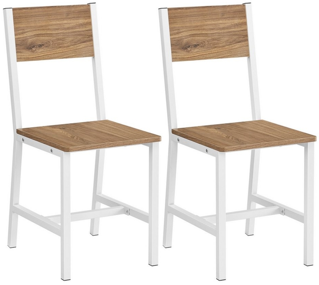 Vasagle Esszimmerstühle, Küchenstühle, 2er Set, Metallrahmen, für Esszimmer, Wohnzimmer, Küche, weizenbraun-wolkenweiß Bild 1