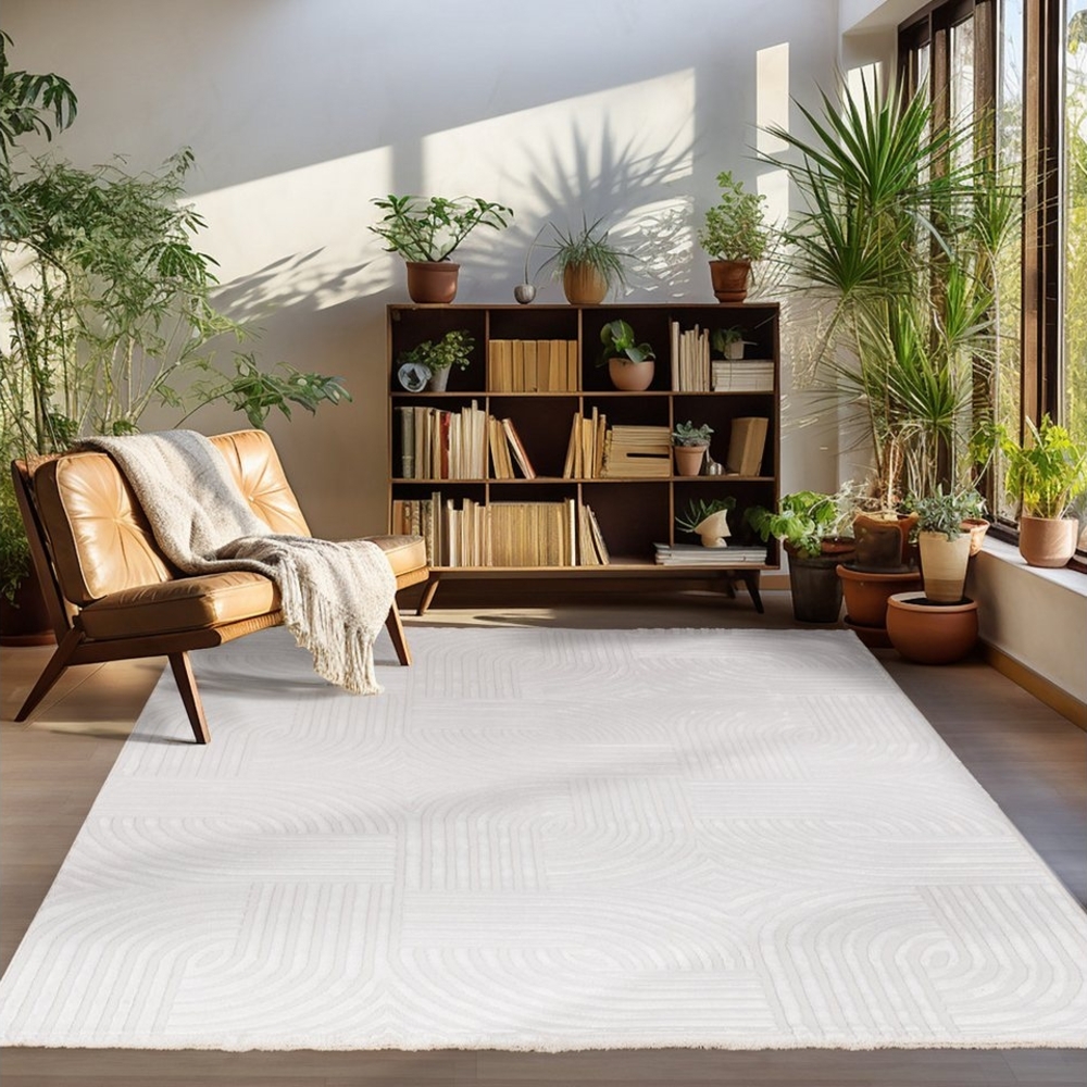 Carpettex Designteppich Skandinavisches Boho Muster, Rechteckig, Höhe: 12 mm, Teppich Wohnzimmer Boho Design Skandinavische Stil Natur Optik Bild 1