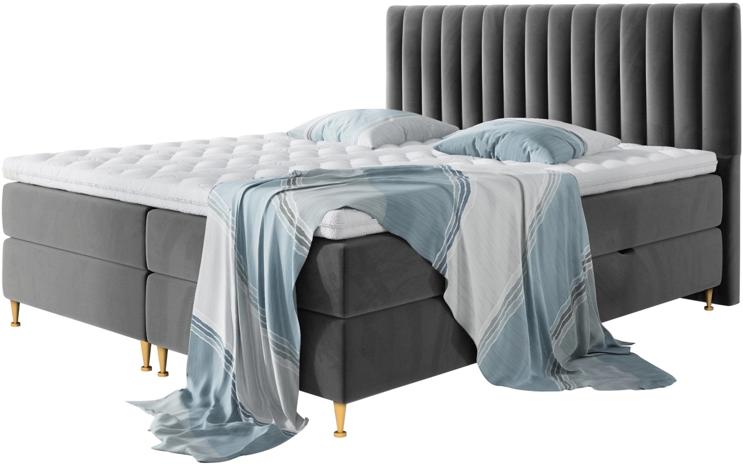 Mirjan24 Boxspringbett Nerpa, Grau, 140x200 cm Bild 1