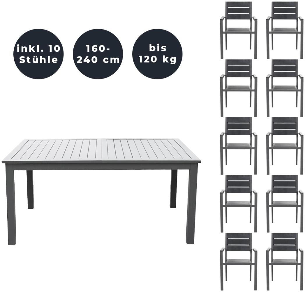 HOME DELUXE Garten-Sitzgruppe ausziehbar CASA MADERA - 160/240 x 100 cm 10 Stühle Bild 1