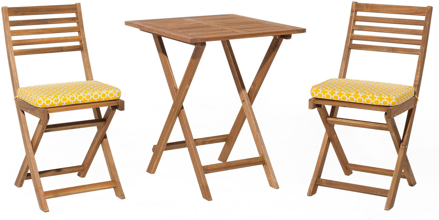 Bistro Set mit Kissen Holz Gelb FIJI Bild 1