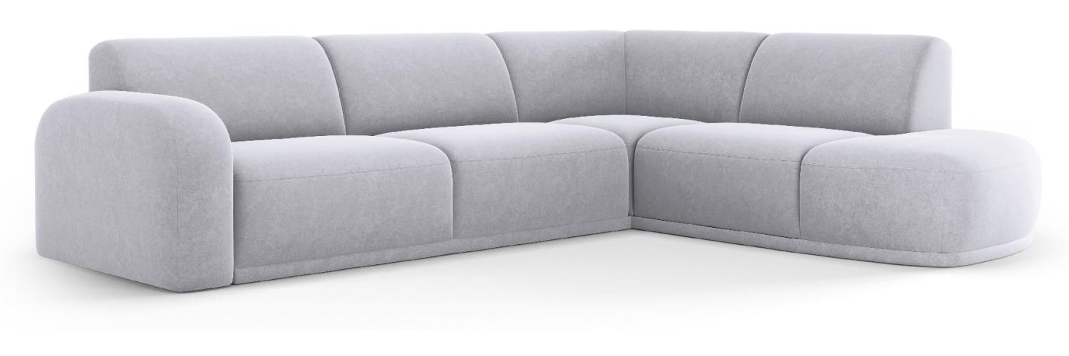 Micadoni Ecksofa Erin 4-Sitzer 1 Armlehne Rechts Samtstoff Hellgrau Bild 1