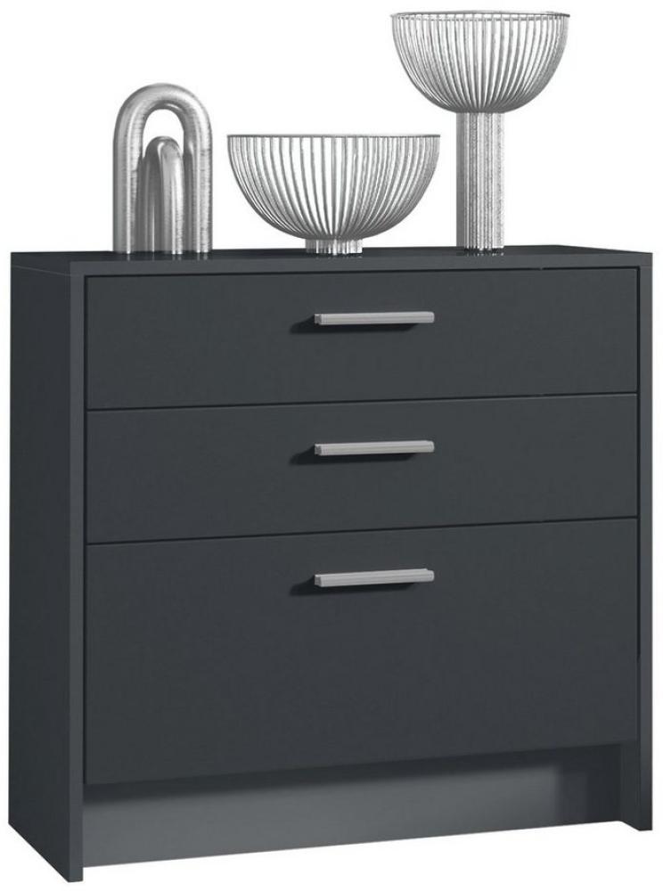 Kommode Alvor Anrichte mit 3 Schubladen 76 x 74 x 33 cm Korpus in Schwarz matt, Fronten in Schwarz matt Bild 1