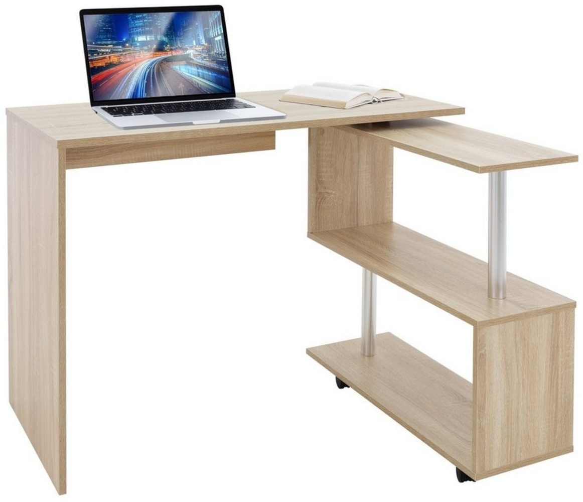 ML-DESIGN Schreibtisch Eckschreibtisch drehbar 90° mit 4 leichtgängige Rollen Computertisch, Arbeistisch Bürotisch PC Tisch Winkelschreibtisch L-Form 150x88x75cm Bild 1