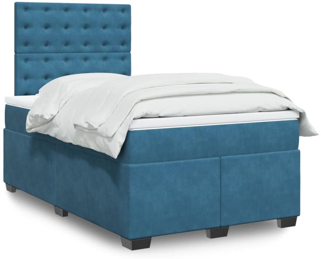 vidaXL Boxspringbett mit Matratze Blau 120x200 cm Samt 3290898 Bild 1