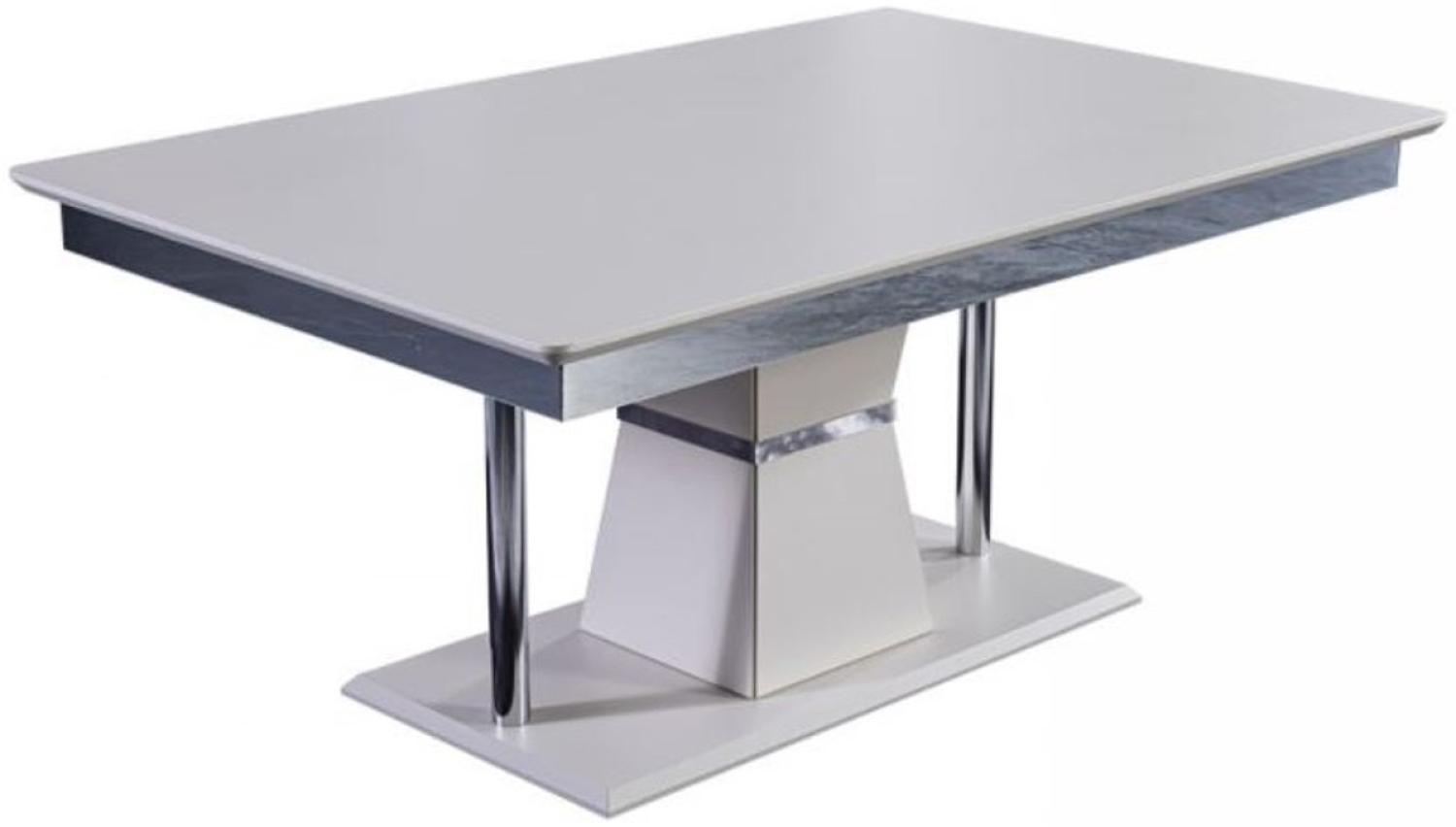 Casa Padrino Luxus Art Deco Couchtisch Weiß / Grau / Silber 102 x 70 x H. 47 cm - Rechteckiger Wohnzimmertisch - Luxus Wohnzimmer Möbel Bild 1