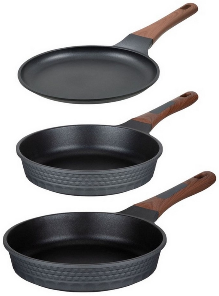 RESTO Kitchenware Pfannen-Set Capella, antihaftbeschichtet und spülmaschinenfest, Aluminiumguss (Set, 3-tlg, 1x Bratpfanne Ø 24, 1x Bratpfanne Ø 26, 1x Pfannkuchenpfanne Ø 24), für alle Herdarten geeignet, auch Induktion Bild 1