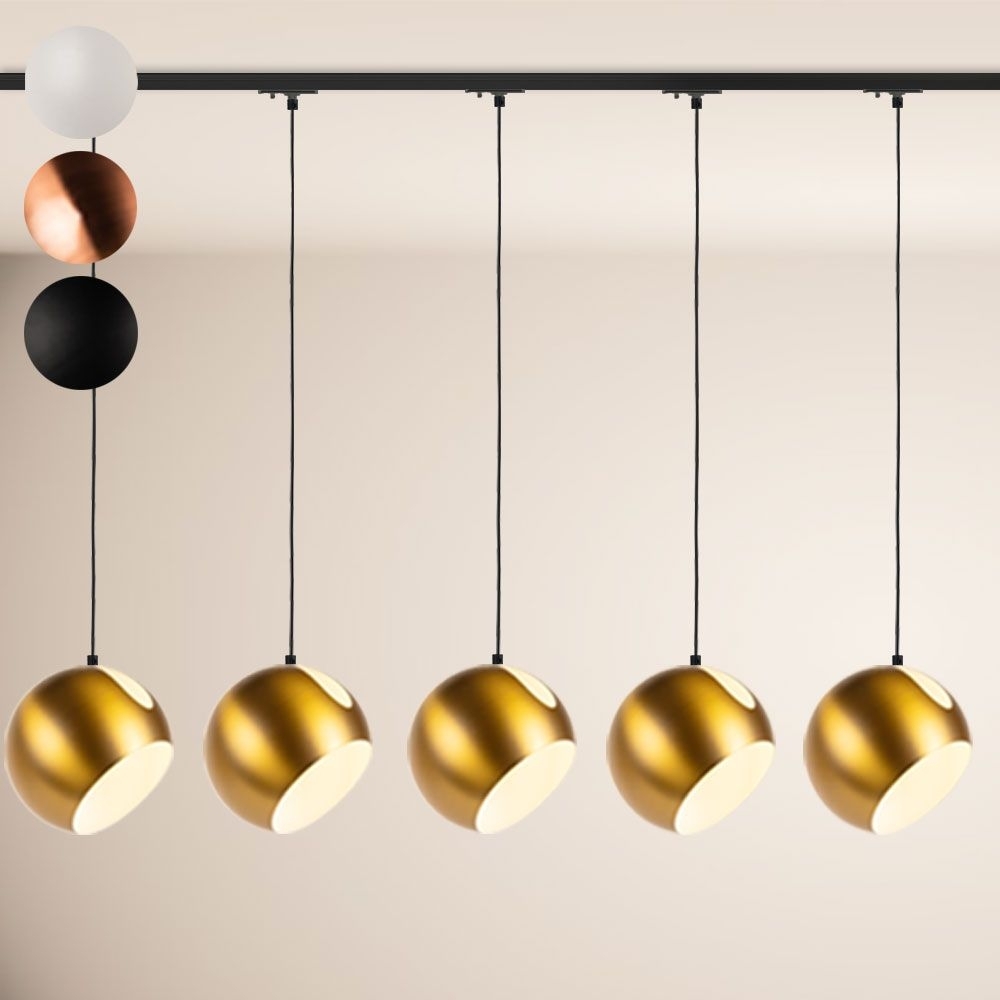 s.luce Ball Esstischlampe 1-Phasen-Schiene Endeinspeiser Ø 30cm Kupfer Bild 1