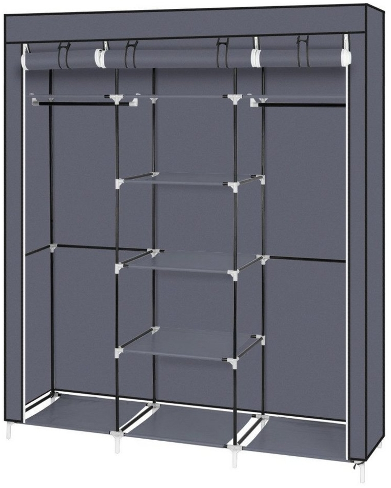 FCH Kleiderschrank stoffschrank, Faltbarer Kleiderschrank mit Kleiderstangen, 6 Ablagen, 150x45x175cm Bild 1