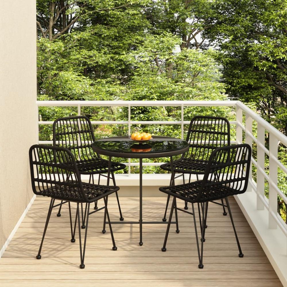 vidaXL 5-tlg. Garten-Essgruppe Schwarz Poly Rattan Bild 1