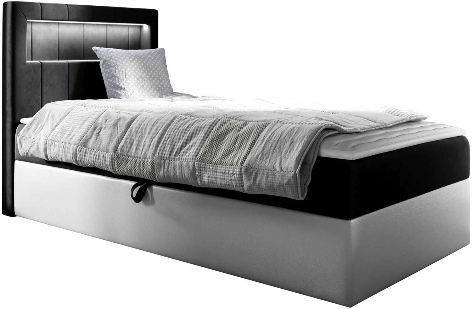 Boxspringbett 'Gladino Junior 1' schwarz 100 x 200 cm Links Bild 1