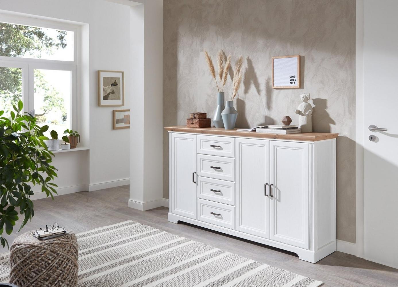 Jasmin Sideboard in Pinie hell, Artisan Eiche Optik - Kommode im Landhausstil mit Schubladen und viel Stauraum - 182 x 102 x 41 cm (B/H/T) Bild 1