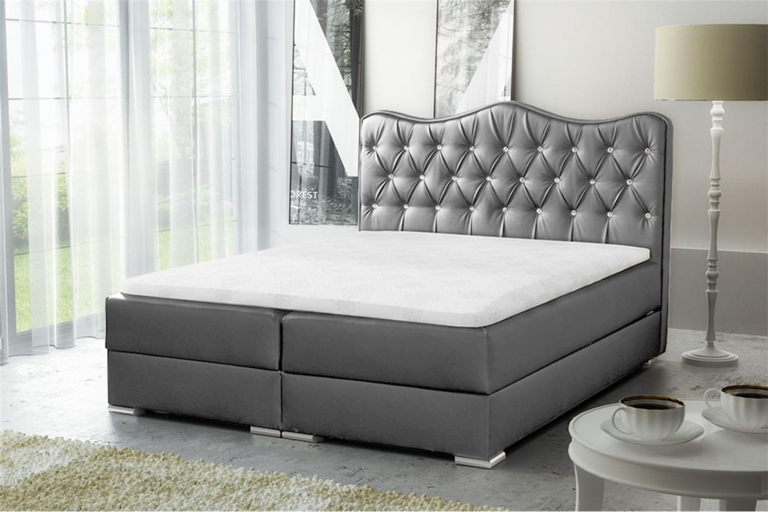 Boxspringbett SULTAN Kunstleder Hellgrau 100x200cm Bild 1