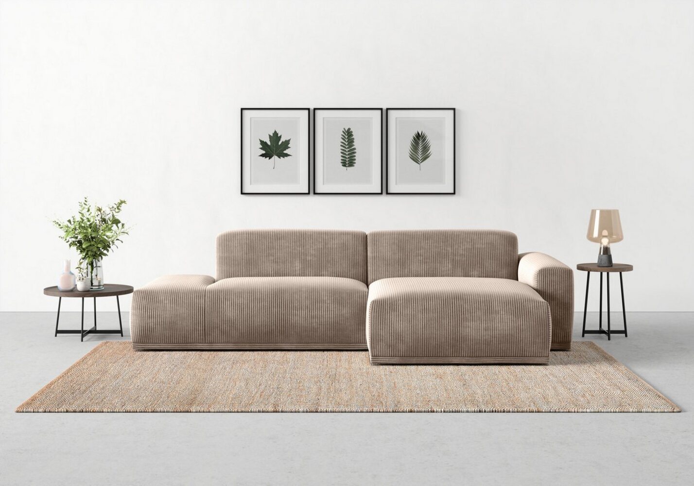 TRENDMANUFAKTUR Ecksofa Braga, mit hochwertigem Kaltschaum, L-Form, in Cord erhältlich, 2 Teile, modernes Sofa, Couch mit hohem Sitzkomfort, 275/72/160 cm (B/H/T) Bild 1