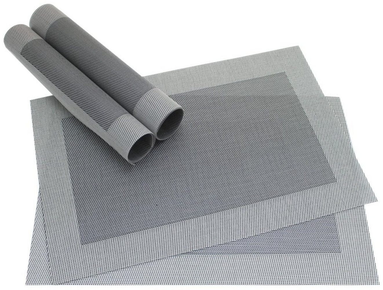 matches21 HOME & HOBBY Platzset Tischset BORDA 4er Silber Schwarz Tischunterlage als Tischdeko, (4-St), modernes Esstisch Platzdeckchen als abwaschbarer Tischuntersetzer Bild 1