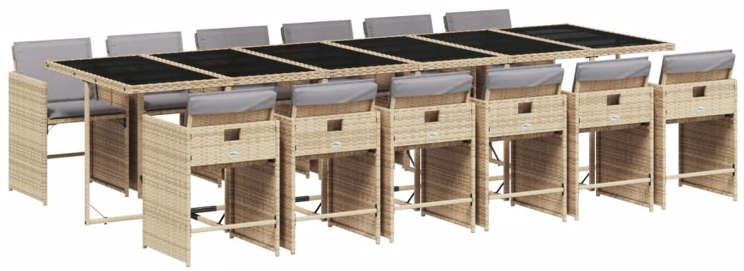 vidaXL 13-tlg. Garten-Essgruppe mit Kissen Beigemischung Poly Rattan 3211128 Bild 1