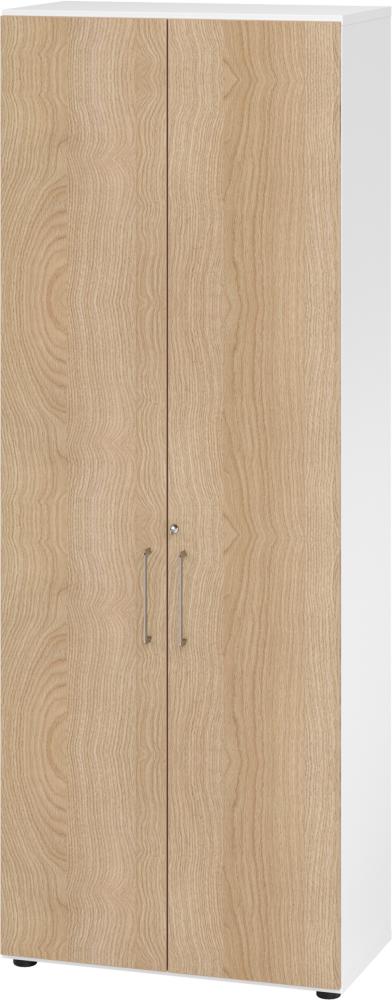 bümö® smart Aktenschrank abschließbar für 6 Ordnerhöhen in Weiß/Eiche Bild 1