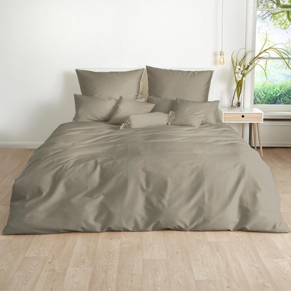 Traumschlaf Uni Mako-Satin Bettwäsche | 200x220 cm + 2 x 80 x 80 cm | vulkan Bild 1