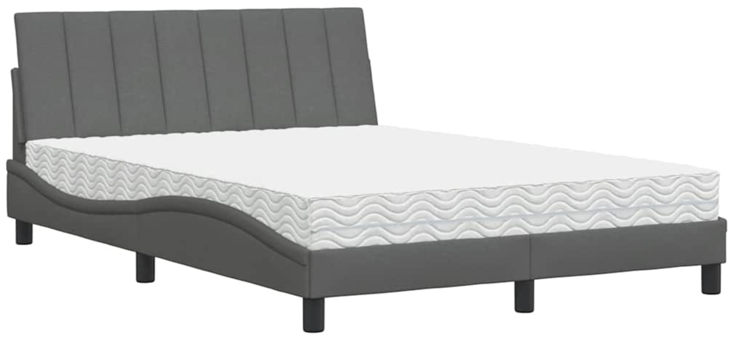 vidaXL Bett mit Matratze "Hanko" Dunkelgrau 120x200 cm Stoff 3310518 Bild 1