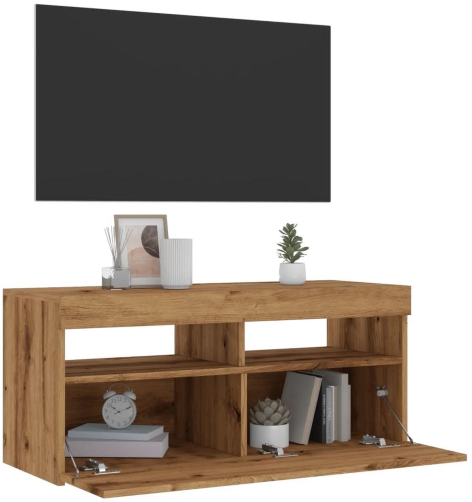 vidaXL TV-Schrank mit LED-Leuchten Artisan-Eiche 90 x 35 x 40 cm 856308 Bild 1