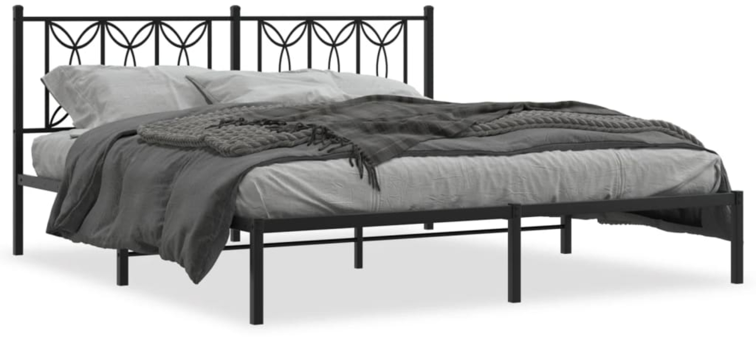 vidaXL Bettgestell mit Kopfteil Metall Schwarz 180x200 cm 376132 Bild 1