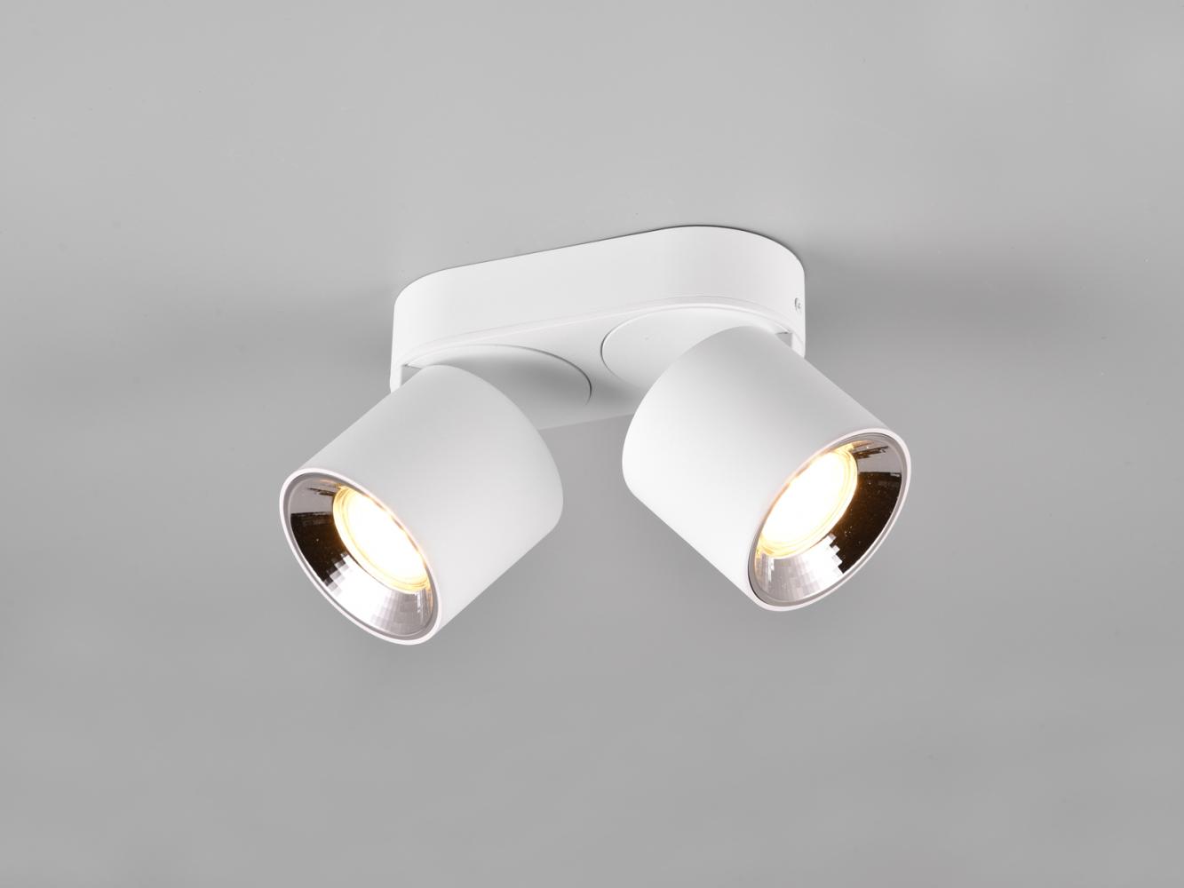 LED Deckenstrahler Weiß 2 Spots schwenkbar dimmbar, Breite 18cm Bild 1