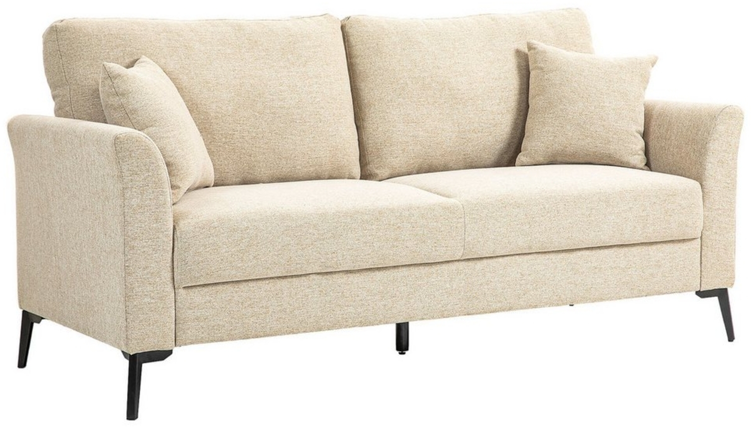 HOMCOM 2-Sitzer mit Leinenoptik, Metallbeine, gepolsterter, Doppelsofa 1 Teile, für Wohnzimmer, Schlafzimmer, 117 x 80 x 89 cm, Beige Bild 1