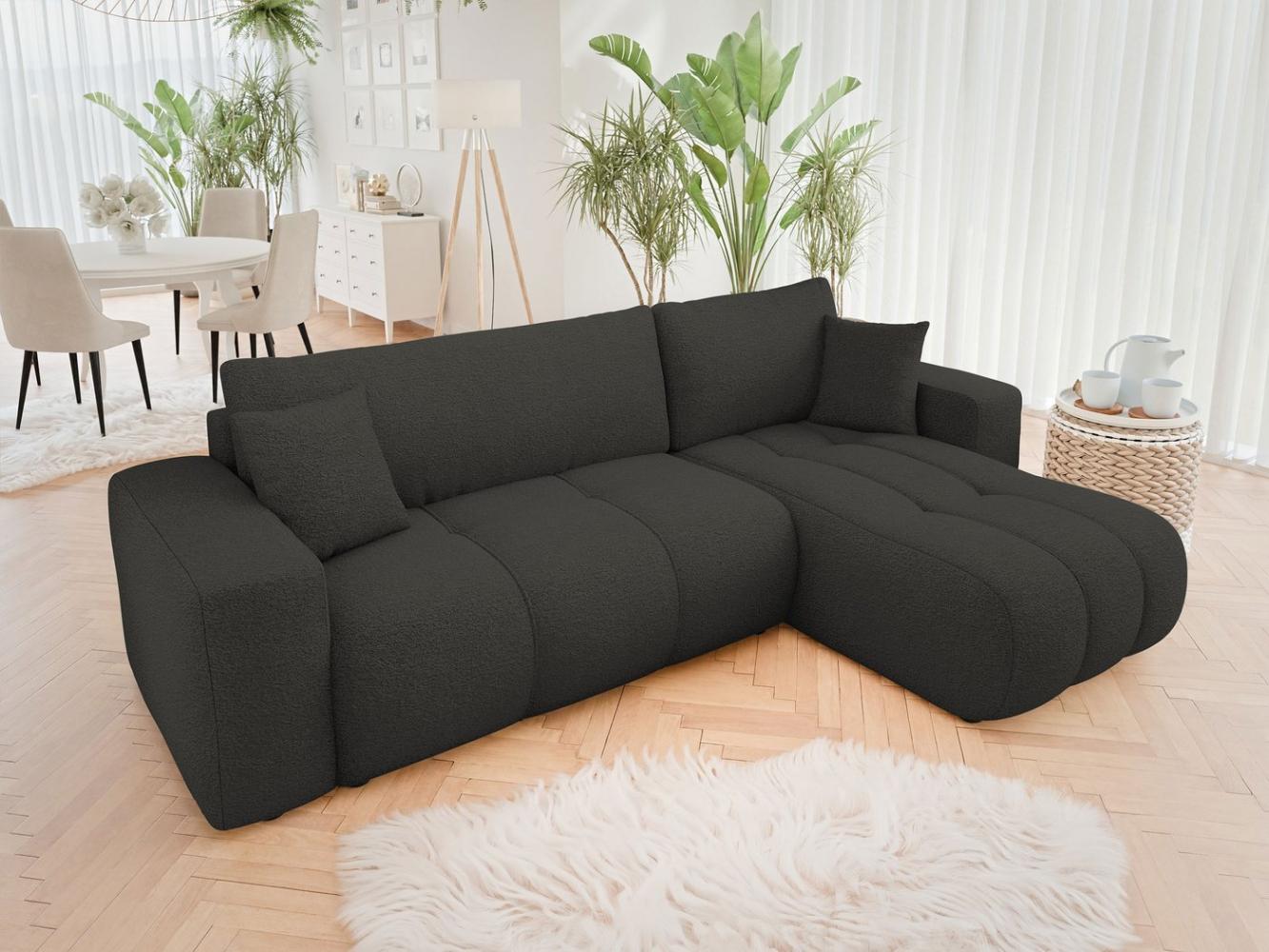 Mirjan24 'Furyn' Ecksofa mit Bettkasten und Schlaffunktion, L-Form, schwarz, 244 x 145 x 82 cm Bild 1