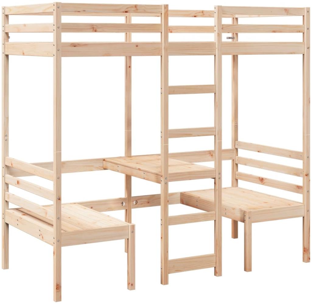 vidaXL Hochbett mit Schreibtisch & Stühlen 80x200 cm Massivholz Kiefer 3308556 Bild 1