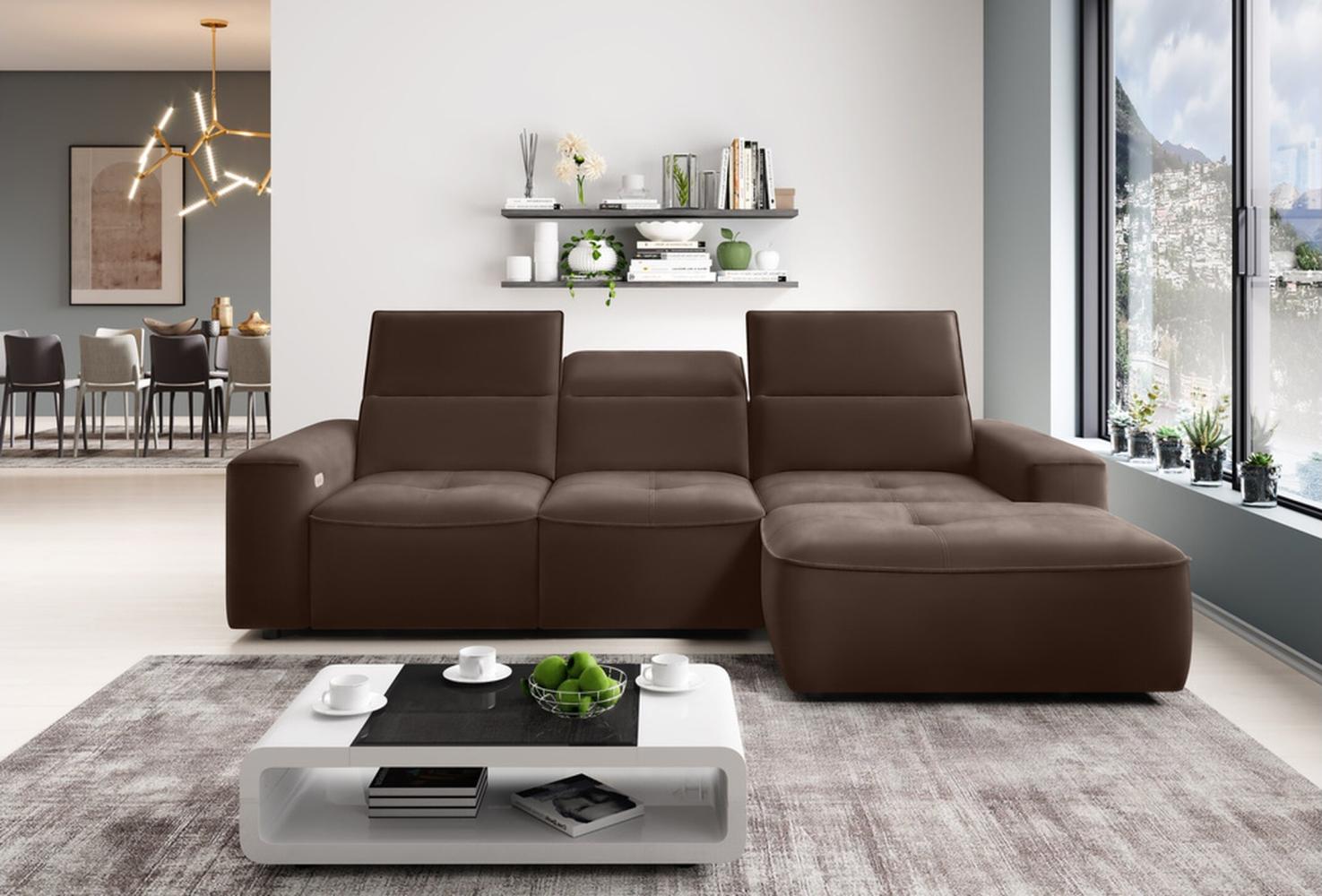 Stylefy Colton MINI Ecksofa Kunstleder Braun Rechts Bild 1