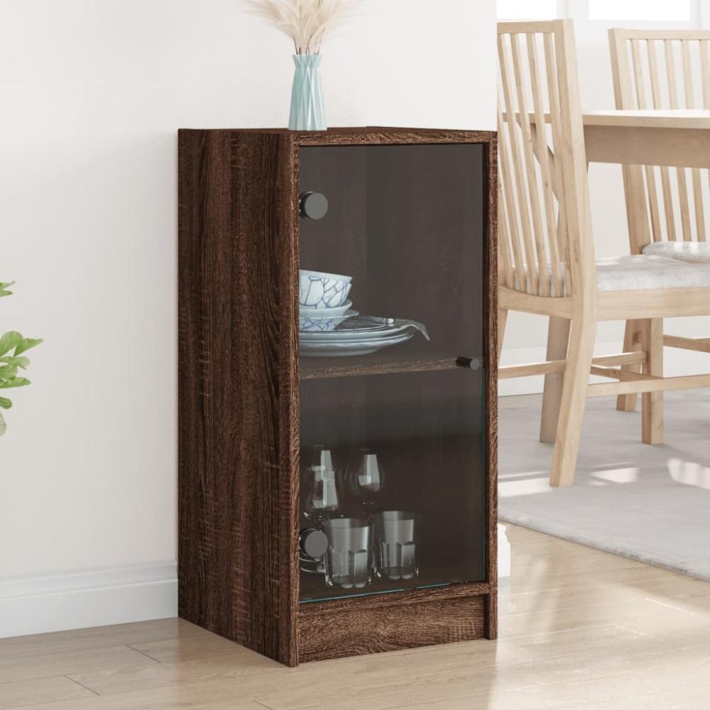 vidaXL Beistellschrank mit Glastüren Braun Eichen-Optik 35x37x75,5 cm 836405 Bild 1