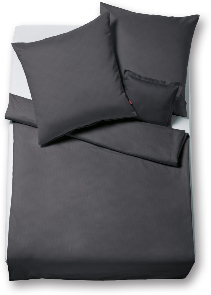 Fleuresse Lech Edelflanell Bettwäsche 155x220 Fischgrätmuster dunkelgrau 603089-1 Bild 1