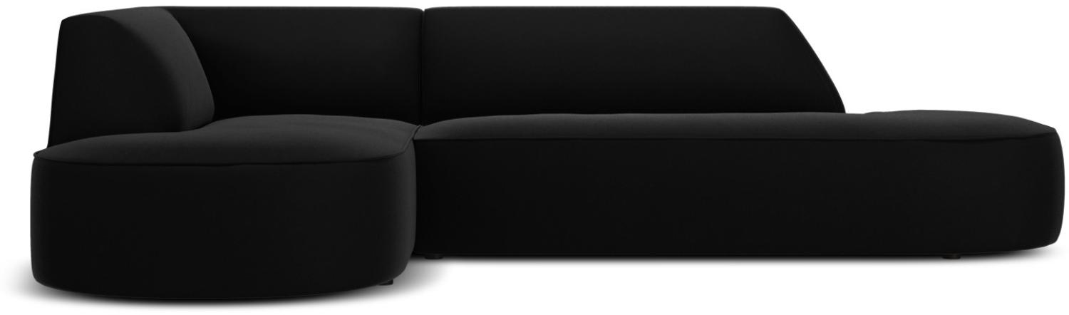 Micadoni 4-Sitzer Samtstoff Modular Ecke links Sofa Ruby | Bezug Black | Beinfarbe Black Plastic Bild 1