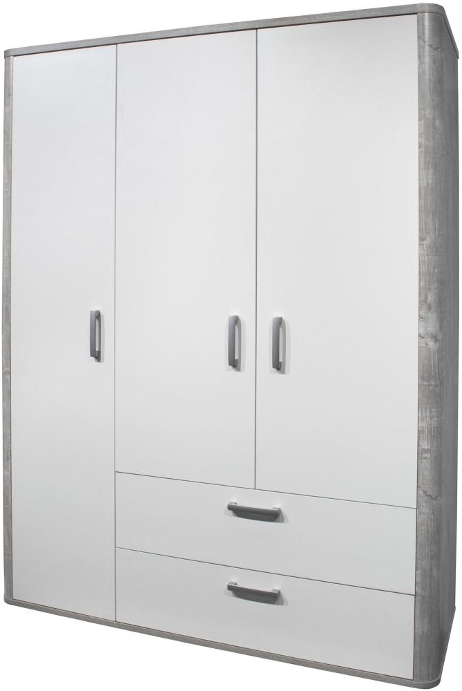 Kleiderschrank Edana 138 x 51 x 189 Kinderzimmerschrank Vintage Woody Grey/Weiß Matt 15109 Bild 1