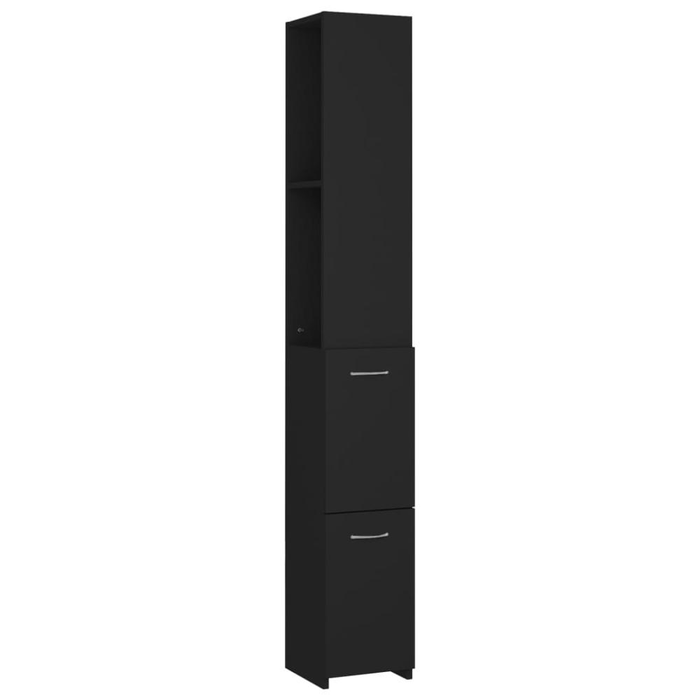 vidaXL Badschrank Schwarz 25x26,5x170 cm Holzwerkstoff 808432 Bild 1