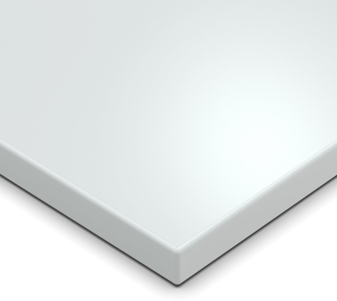 Dekor Spanplatte 19mm Tischplatte weiß melaminharzbeschichtet mit ABS Kante Umleimer - Größe 90 x 100 cm - Höhe 1,9 cm - Farbe Icy White Bild 1