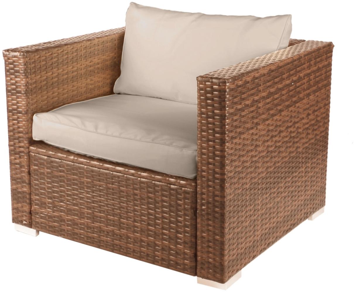 Poly-Rattan Gartenmöbel Lounge Set Einzelsessel Braun Bild 1