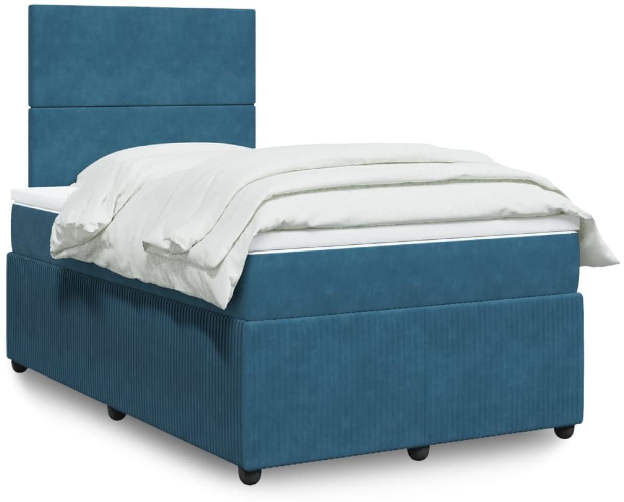 vidaXL Boxspringbett mit Matratze Blau 120x200 cm Samt 3294608 Bild 1